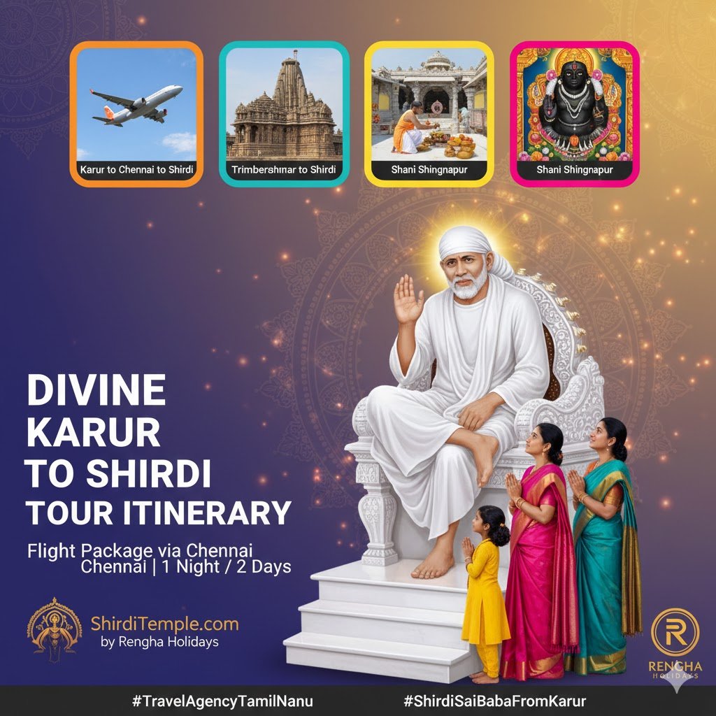 Karur to Shirdi Flight Package via Chennai | 2 Days | ShirdiTemple.com by Rengha Holidays