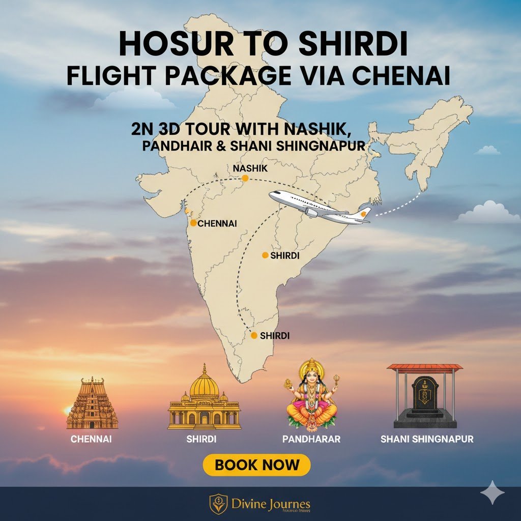 Hosur to Shirdi Flight Package via Chennai | 2N 3D Tour with Nashik, Pandharpur & Shani Shingnapur
