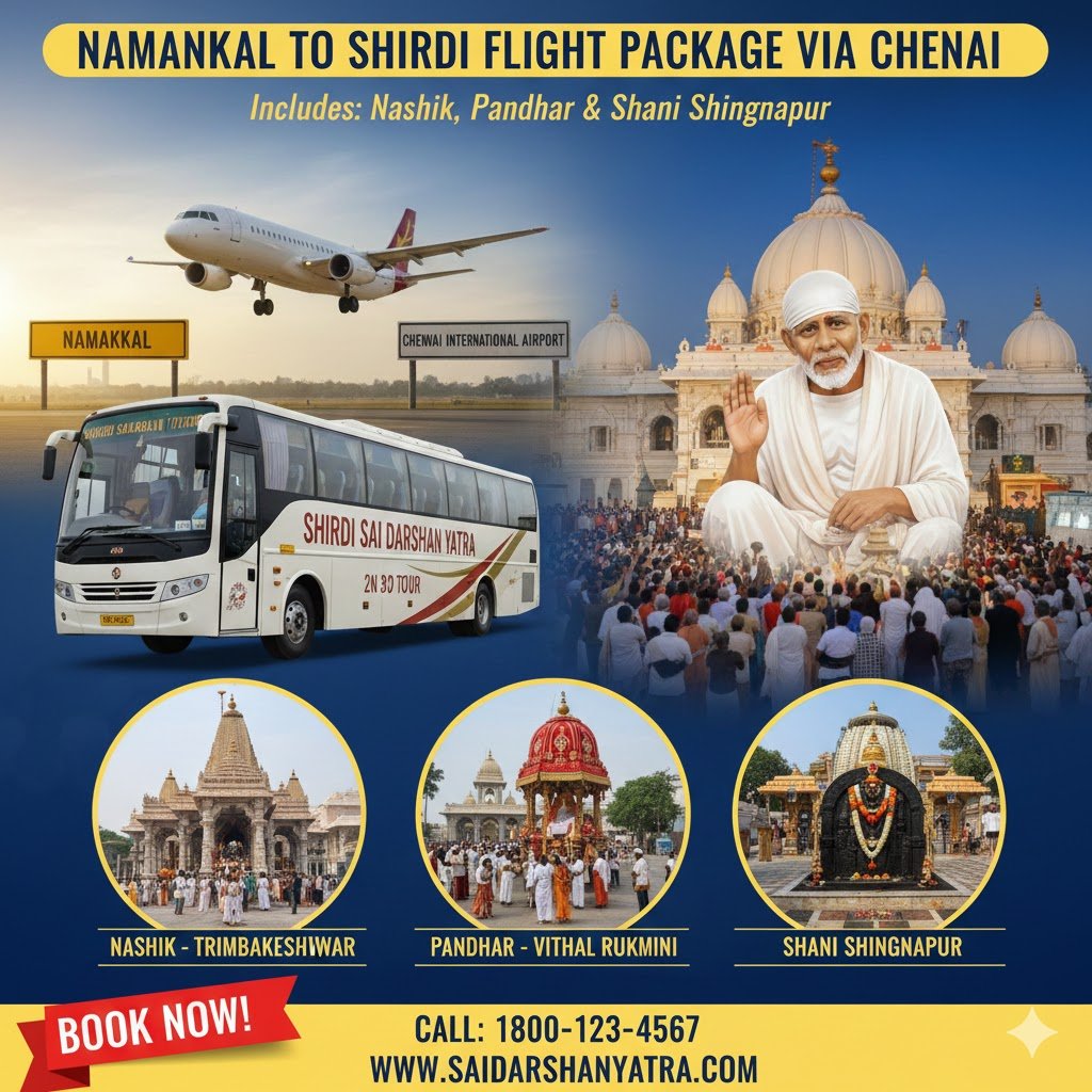Namakkal to Shirdi Flight Package via Chennai | 2N 3D Tour with Nashik, Pandharpur & Shani Shingnapur