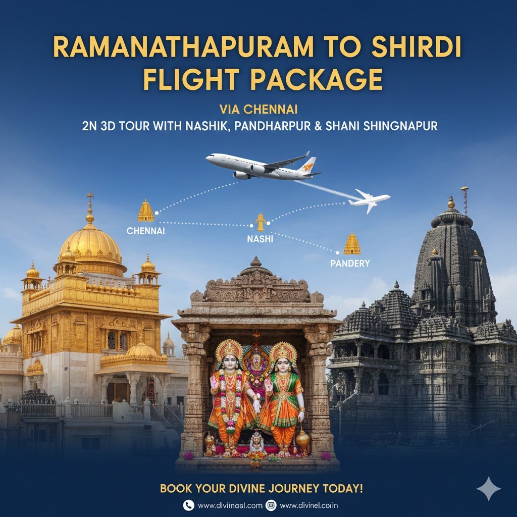 Ramanathapuram to Shirdi Flight Package via Chennai | 2N 3D Tour with Nashik, Pandharpur & Shani Shingnapur