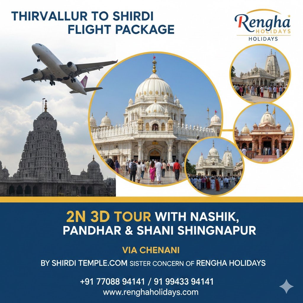 Thiruvallur to Shirdi Flight Package via Chennai | 2N 3D Tour with Nashik, Pandharpur & Shani Shingnapur