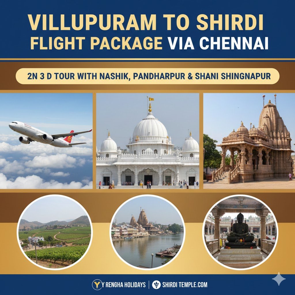 Villupuram to Shirdi Flight Package via Chennai | 2N 3D Tour with Nashik, Pandharpur & Shani Shingnapur