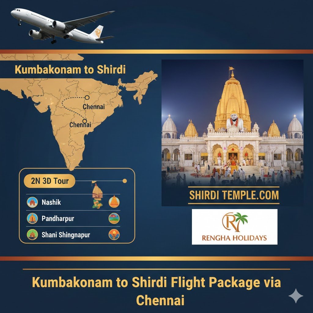 Kumbakonam to Shirdi Flight Package via Chennai | 2N 3D Tour with Nashik, Pandharpur & Shani Shingnapur
