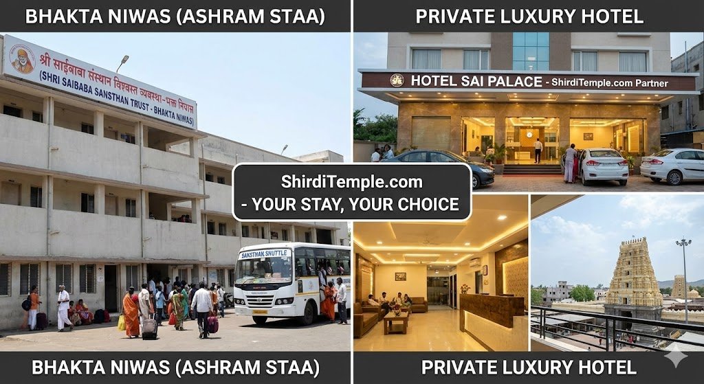 Shirdi Sai Ashram Online Booking (Bhakta Niwas) vs Private Hotels: Which is Best? (2026 Guide)