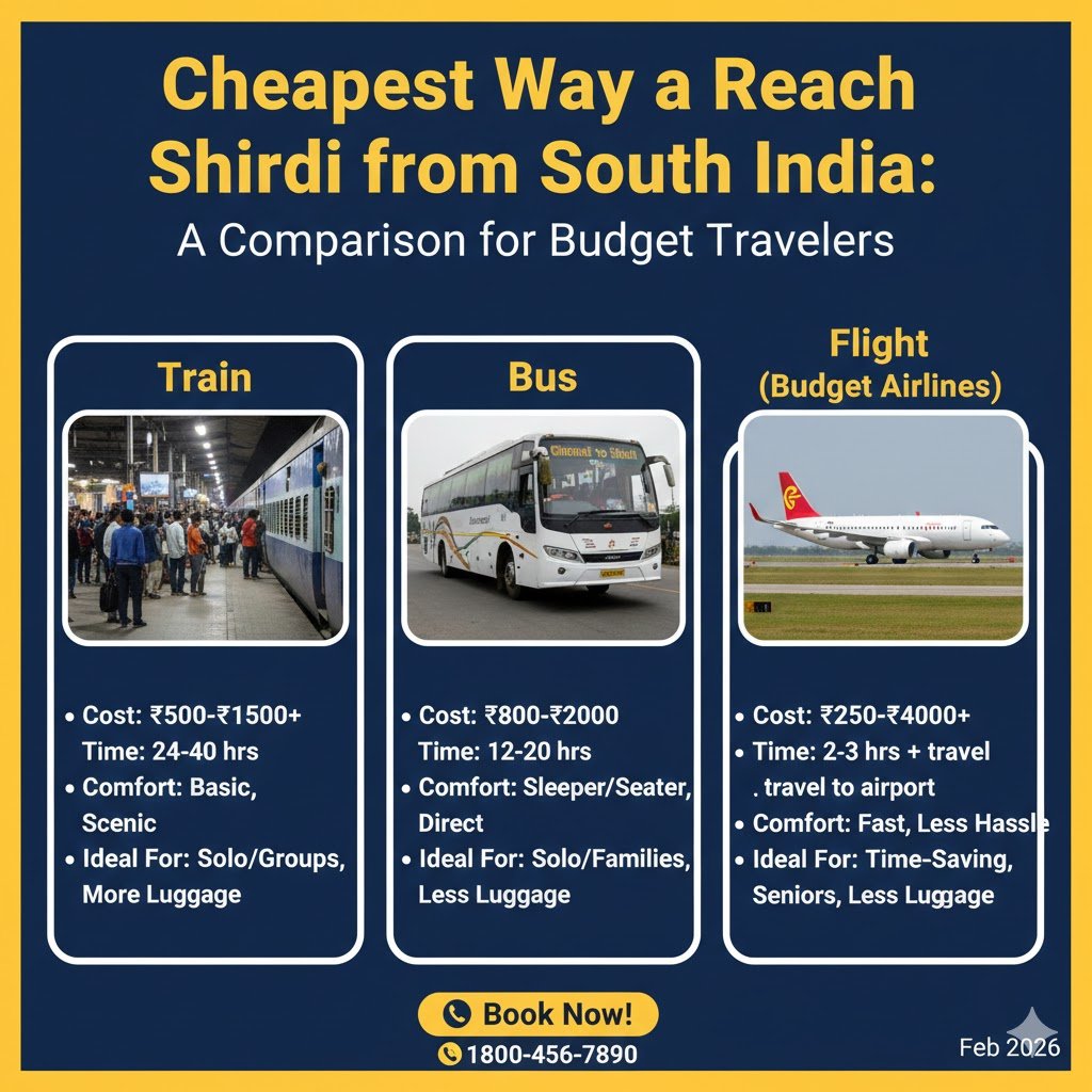 Cheapest Way to Reach Shirdi from South India: A Comparison for Budget Travelers (2026)