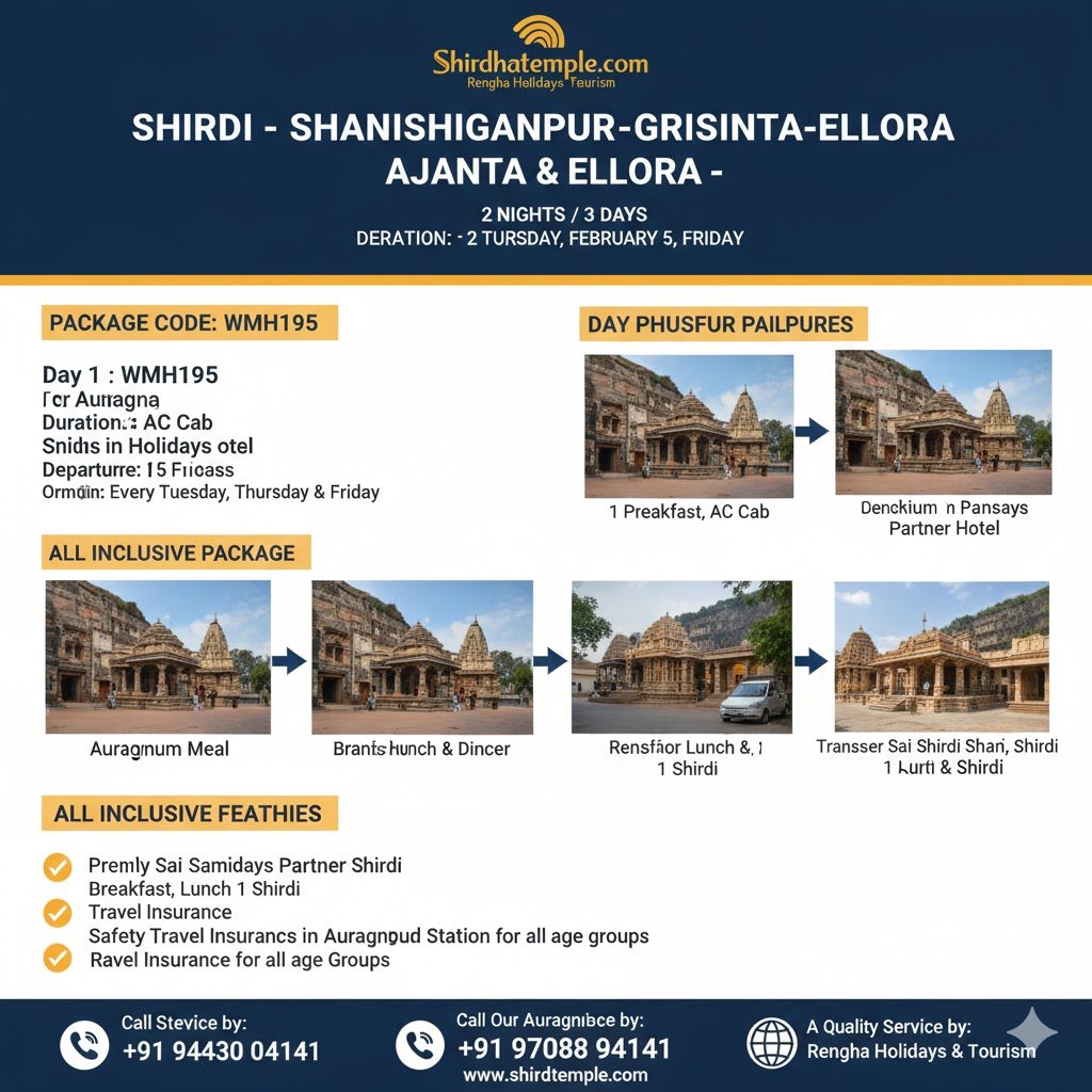 Shirdi, Shani Shingnapur & Ajanta-Ellora Tour from Aurangabad – 2 Nights / 3 Days 2026 edition