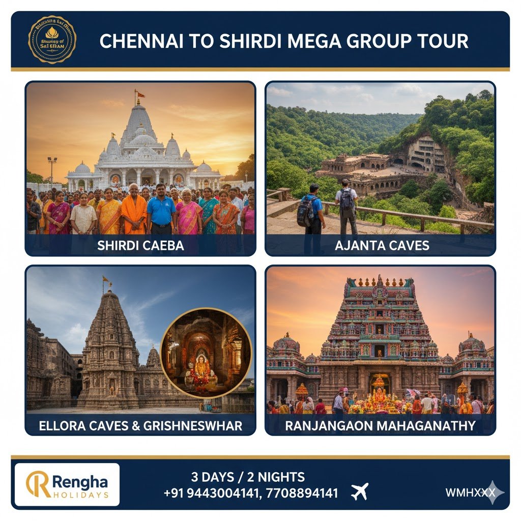 Shirdi, Ajanta & Ellora Mega Group Tour from Chennai – 3 Days / 2 Nights 2026 Edition
