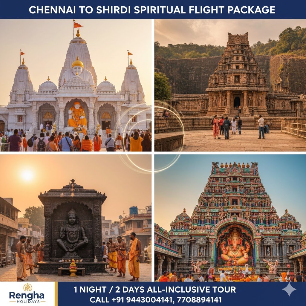 Shirdi Sai Baba Flight Package from Chennai (with Shani Shingnapur & Mahaganapathy) – 2 Days 2026 Edition
