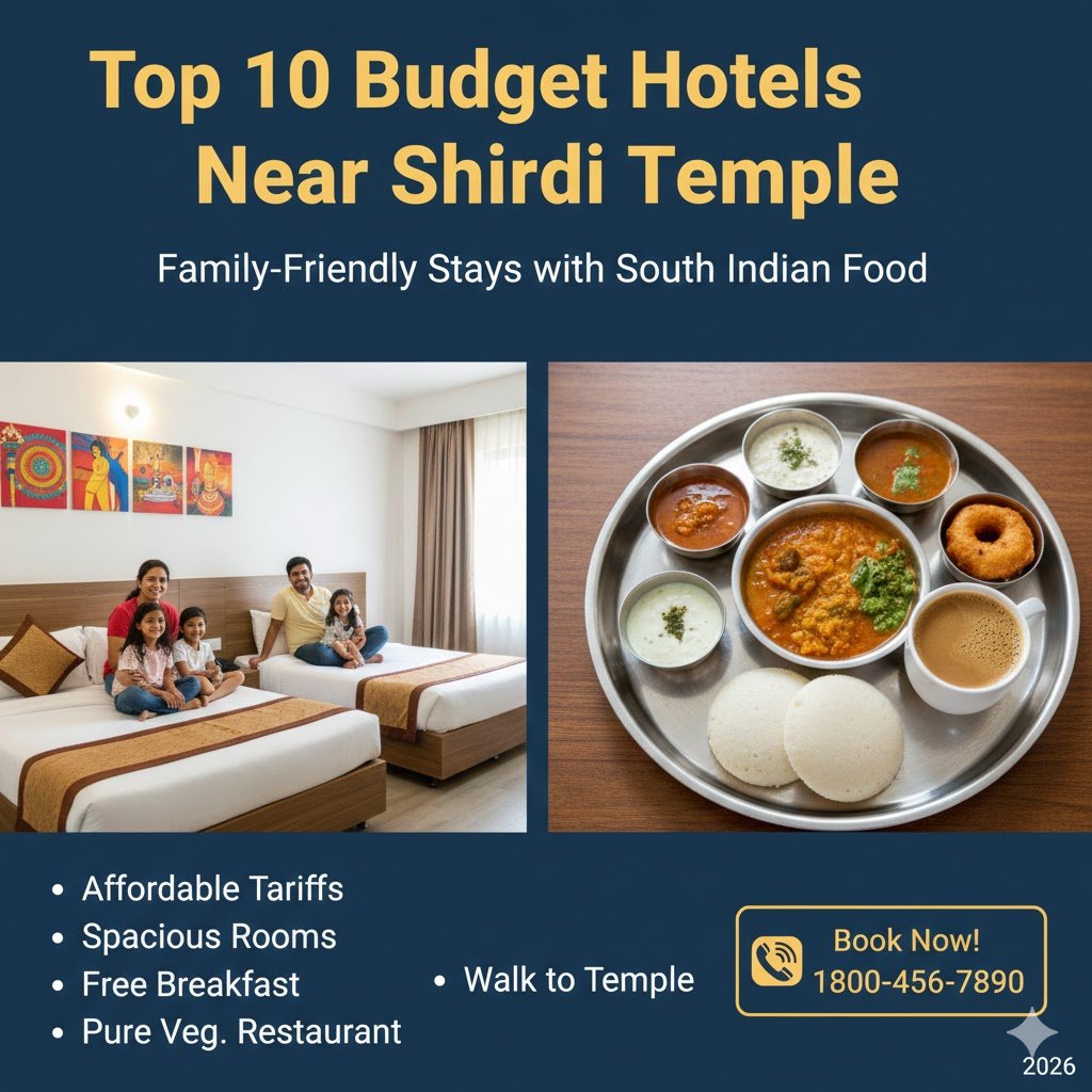 Top 10 Budget Hotels Near Shirdi Temple: Family-Friendly Stays with South Indian Food