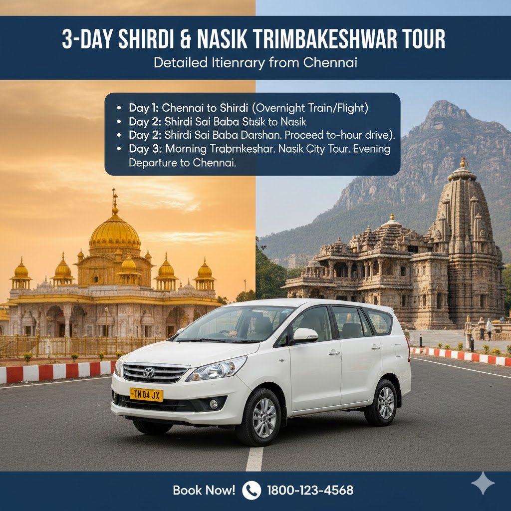 3-Day Shirdi & Nasik Trimbakeshwar Tour: Detailed Itinerary from Chennai