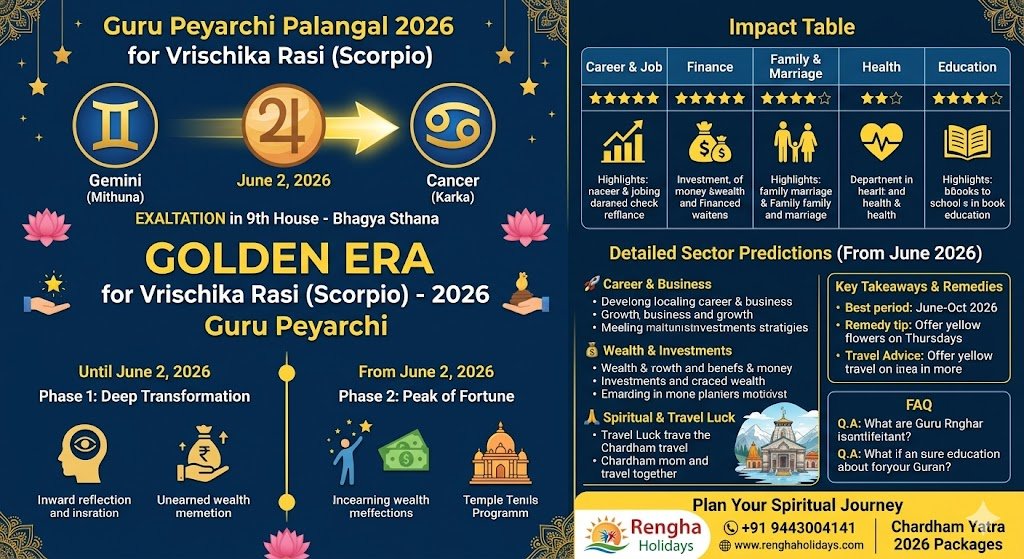 Guru Peyarchi Palangal 2026 for Vrischika Rasi Scorpio Detailed Predictions