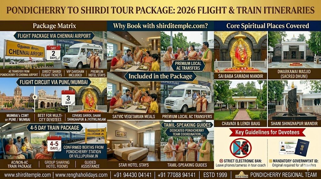 Pondicherry to Shirdi Tour Package 2026 Flight Train Itineraries